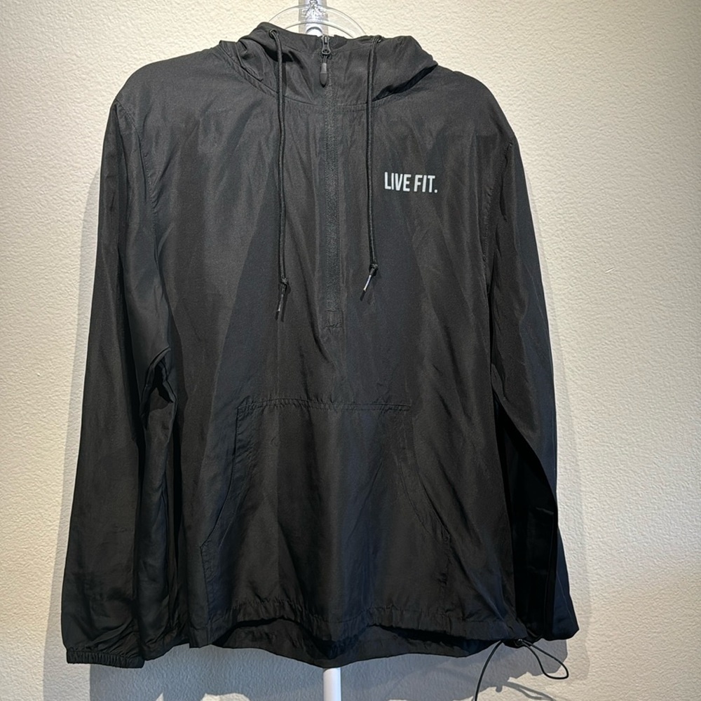 Black LVFT quarter zip windbreak, Size Large